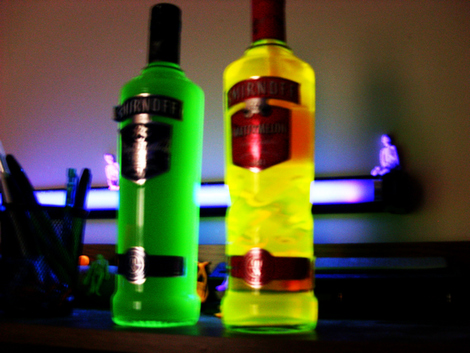 glowing bottles