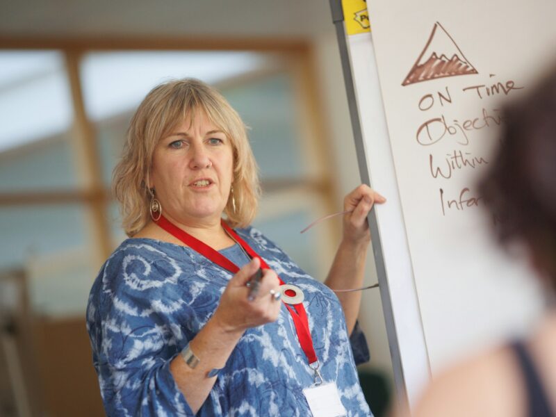 a person writing on a whiteboard