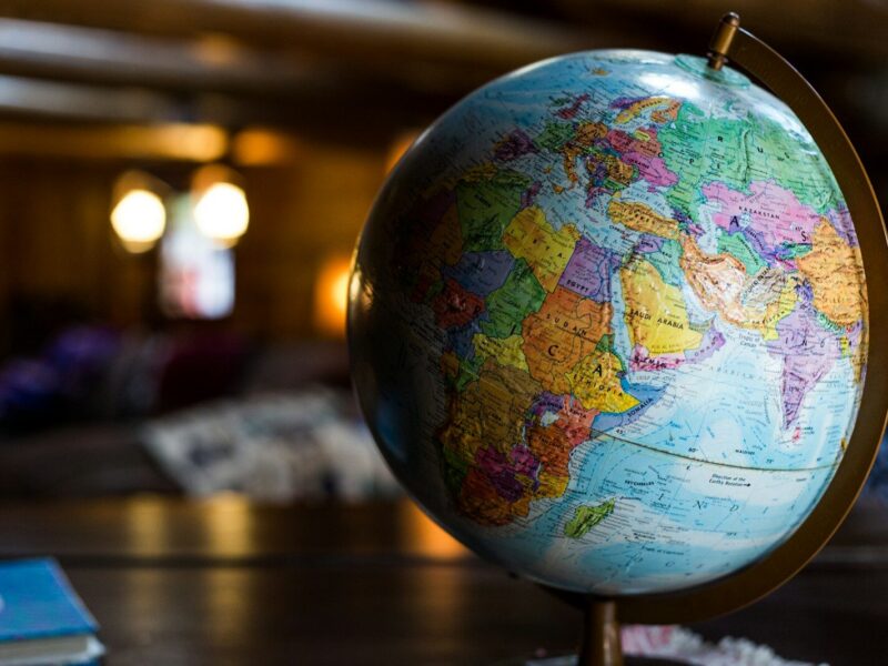 desk globe on table